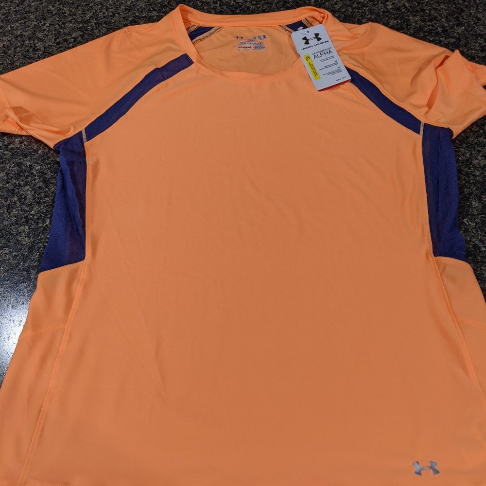 Under Armour Fitted Shirt - Coral/Orange & Navy